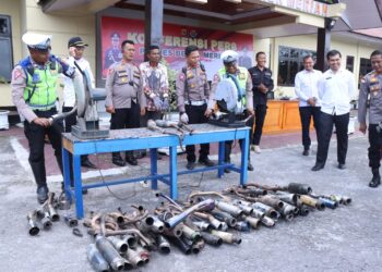 Resahkan Masyarakat, Polres Bener Meriah Musnahkan Puluhan Kenalpot Brong