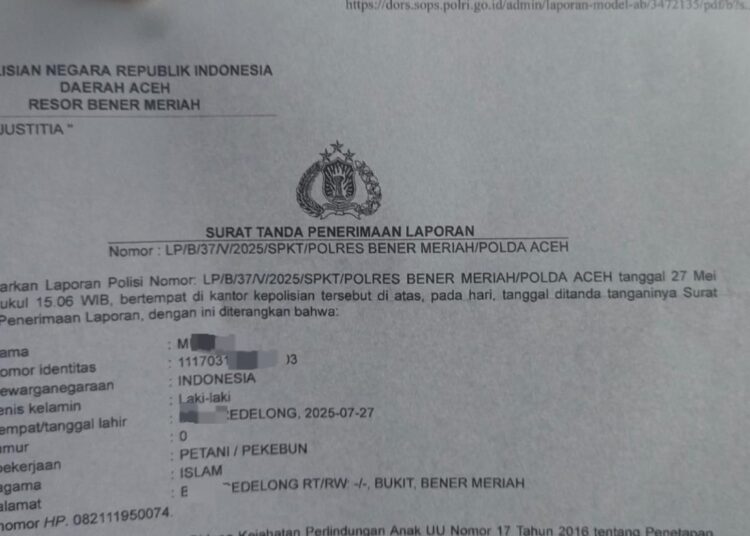 Aksi Pengeroyokan Siswi MTsN 1 Bener Meriah Dilaporkan ke Polres