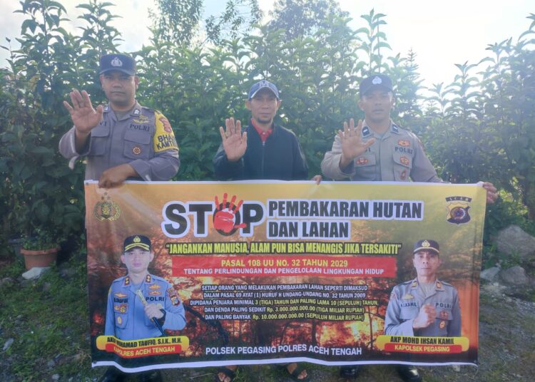 Cuaca Mulai Kemarau, Personel Polres Aceh Tengah Lakukan Patroli dan Sosialisasi Cegah Karhutla 