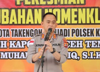 Kapolres Aceh Tengah Meresmikan Perubahan Nomenklatur Polsek Kota Takengon Menjadi Polsek Kebayakan